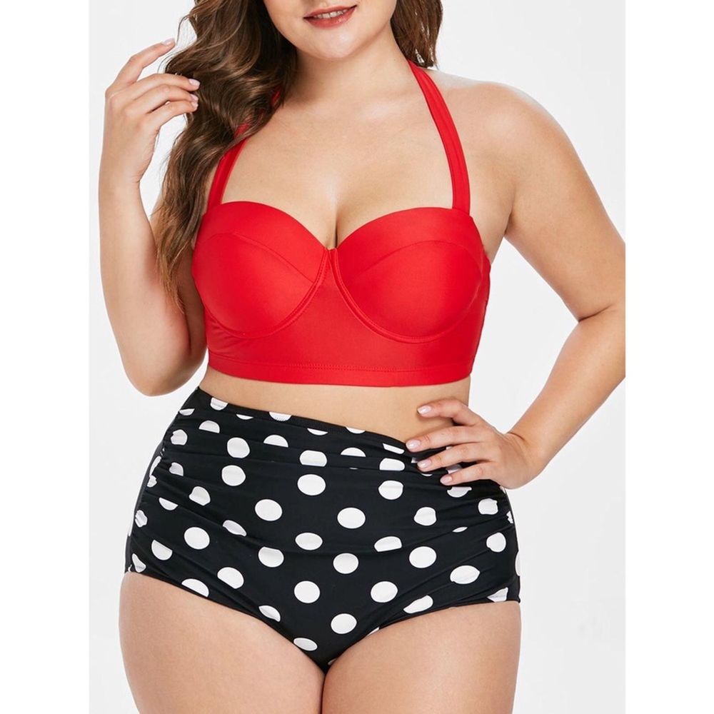 Rosegal polkadot high waisted bikini swimsuit XL